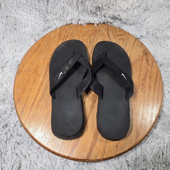 2013 Retro Y2K Nike Floral Celso Girl Womens Sz 7 Black Thong Flip Flops Sandals - Picture 7 of 8